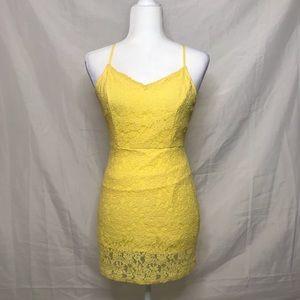 Forever 21 Open Back Yellow Lace Dress